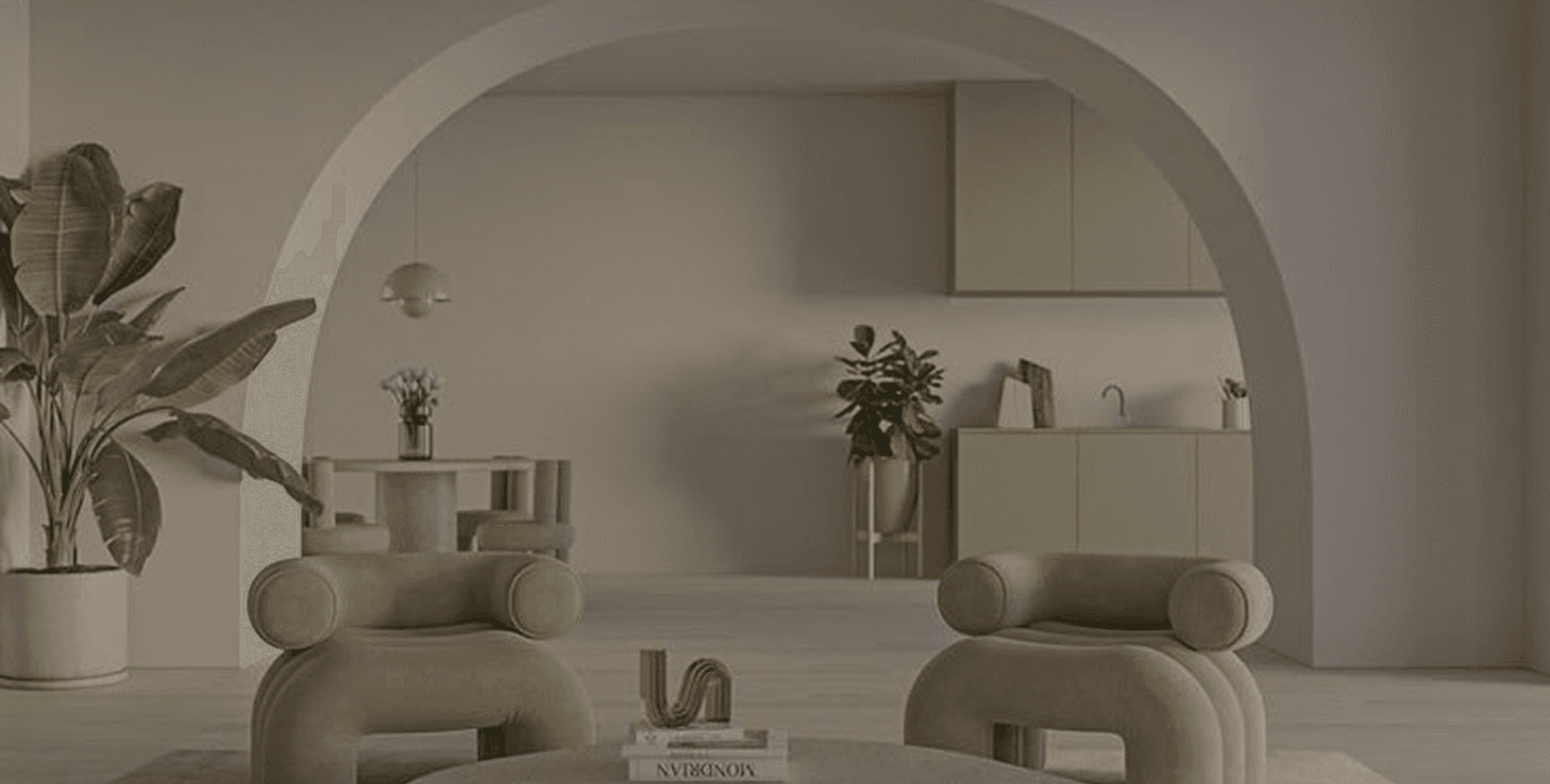 Modern curved wooden chair with cream cushioning